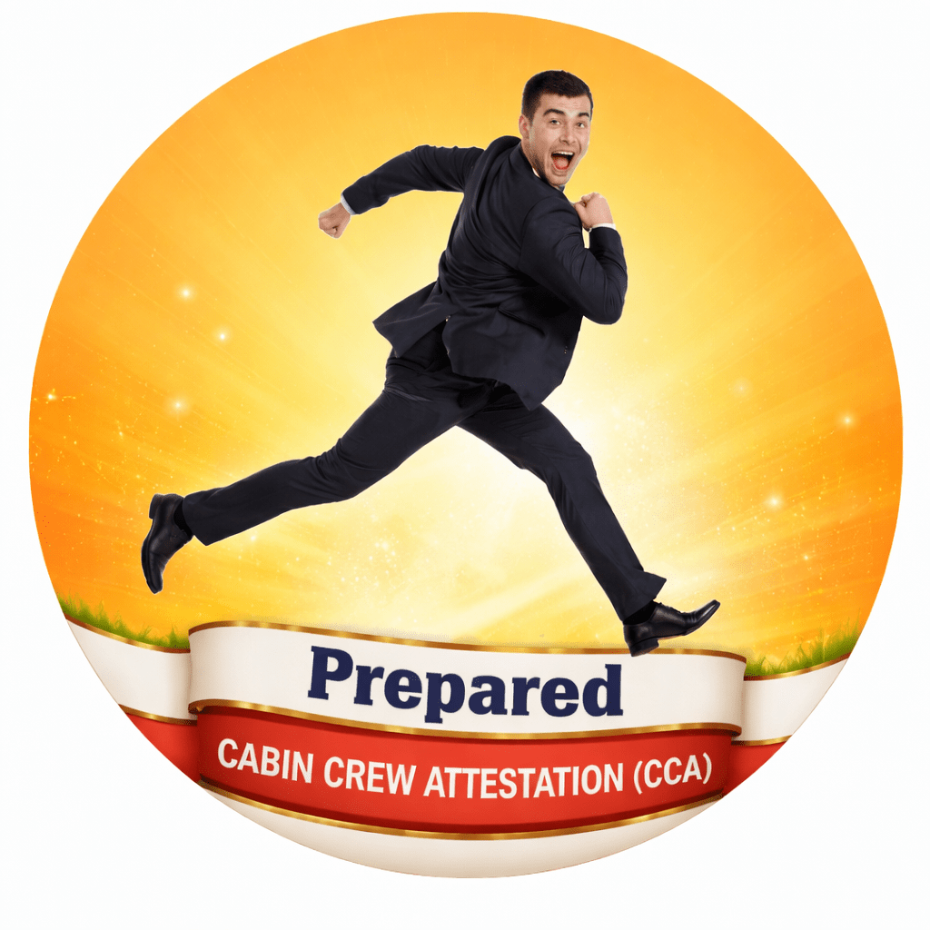 Candidat prêt pour la Cabin Crew Attestation (CCA) et les sélections des compagnies aériennes