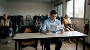 Un candidat en pleine révision de son CCA dans une salle de formation.
