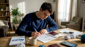 Un étudiant rassemble les pièces nécessaires pour sa formation dans l’aéronautique.