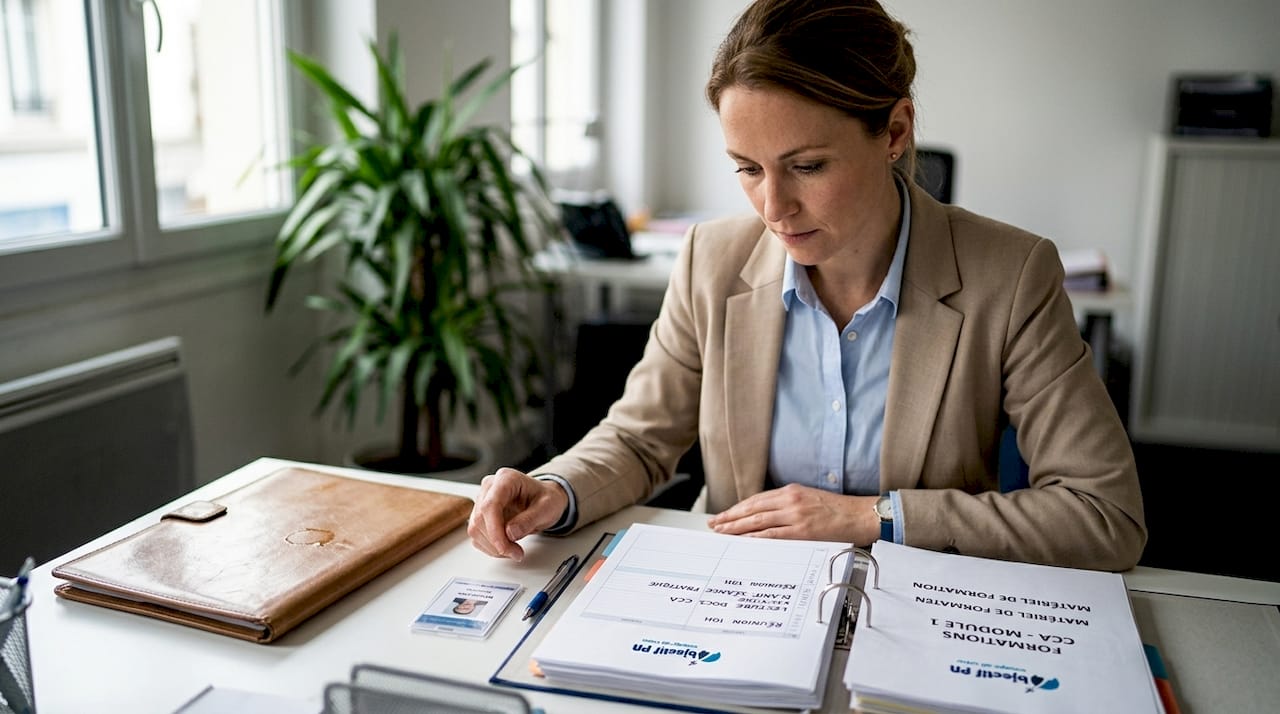 Une femme passe en revue son dossier pour l'obtention de la certification CCA.